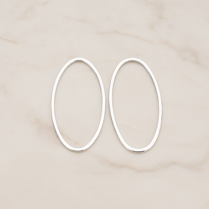 15 X 30 Mm Simple Oval Link Pendant, 2 Pc on warm marble background (PD.304-02)