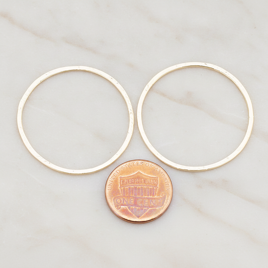 35mm Simple Textured Round Pendant, 2 Pc on warm marble background (PD.305-07)