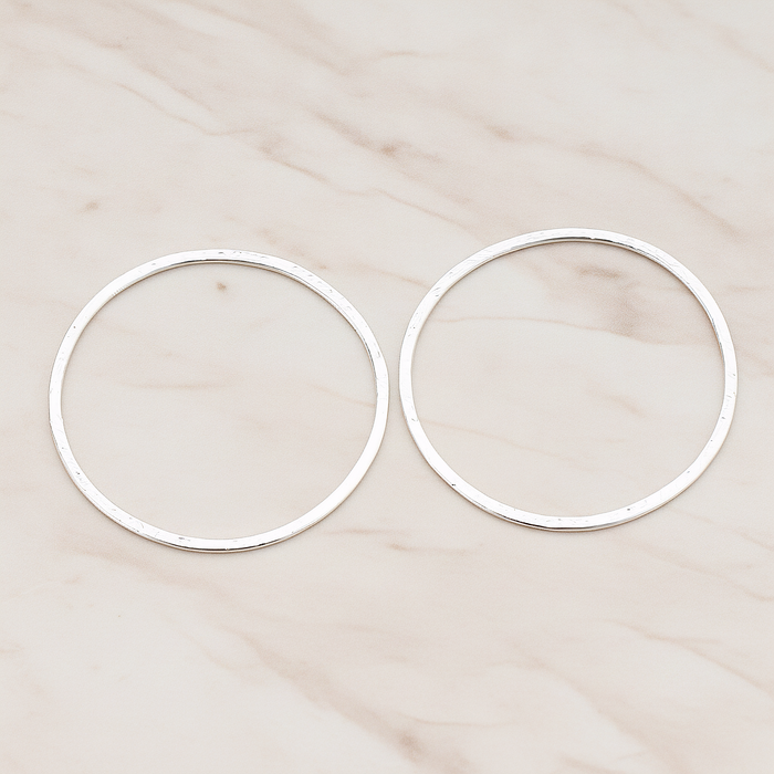 35mm Simple Textured Round Pendant, 2 Pc on warm marble background (PD.305-07)
