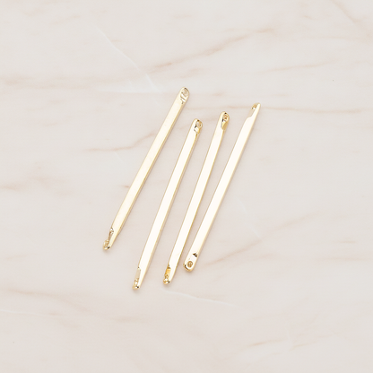 Simple Diamond Shape Double Hole Flat End Bar Connector Pendant, 6 Pc on warm marble background (PD.312)