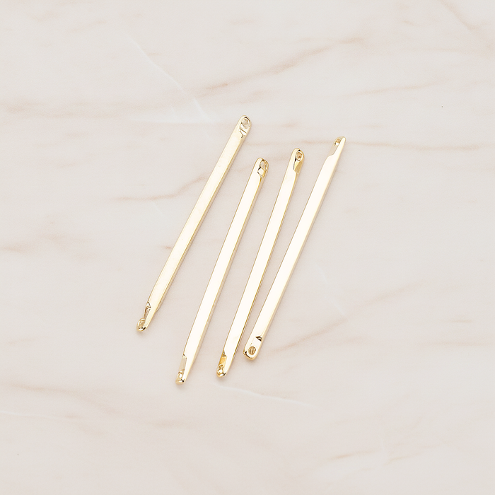 Simple Diamond Shape Double Hole Flat End Bar Connector Pendant, 6 Pc on warm marble background (PD.312)