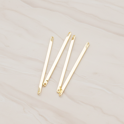 Simple Diamond Shape Double Hole Flat End Bar Connector Pendant, 6 Pc on warm marble background (PD.312)