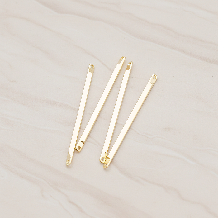 Simple Diamond Shape Double Hole Flat End Bar Connector Pendant, 6 Pc on warm marble background (PD.312)