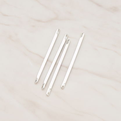 Simple Diamond Shape Double Hole Flat End Bar Connector Pendant, 6 Pc on warm marble background (PD.312)