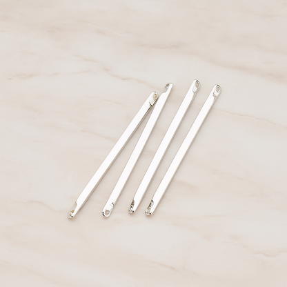 Simple Diamond Shape Double Hole Flat End Bar Connector Pendant, 6 Pc on warm marble background (PD.312)