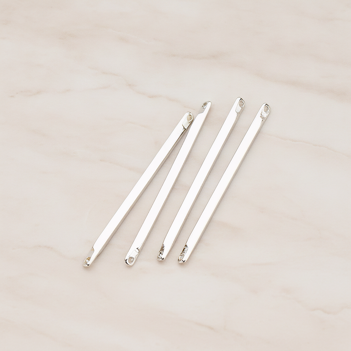 Simple Diamond Shape Double Hole Flat End Bar Connector Pendant, 6 Pc on warm marble background (PD.312)