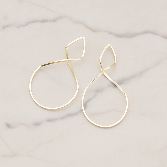 Simple Twisted Teardrop Pendant, 2 Pc on warm marble background (PD.322)