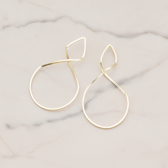 Simple Twisted Teardrop Pendant, 2 Pc on warm marble background (PD.322)