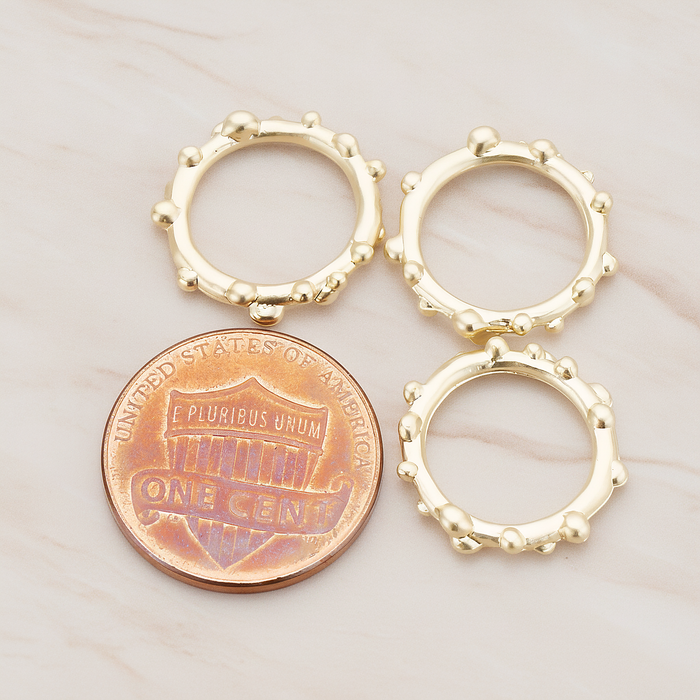 Small Round Dotted Link Pendant, 2 Pc on warm marble background (PD.336-01)