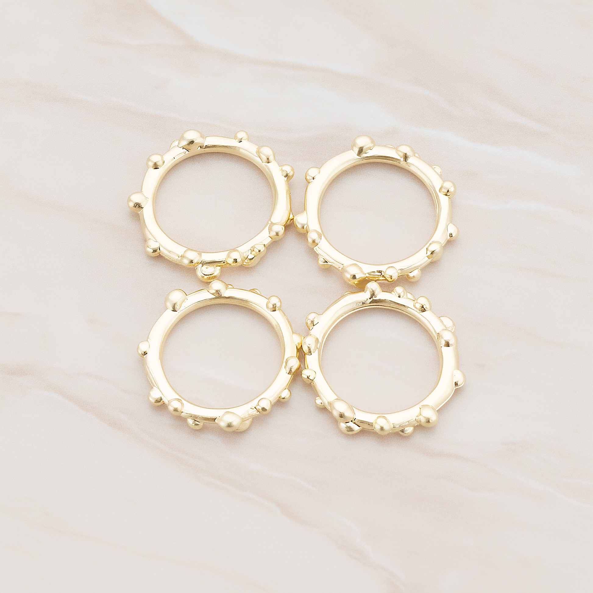 Small Round Dotted Link Pendant, 2 Pc on warm marble background (PD.336-01)