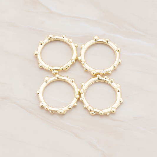 Small Round Dotted Link Pendant, 2 Pc on warm marble background (PD.336-01)