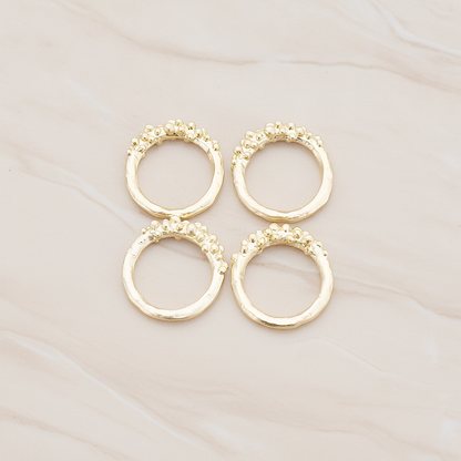 Small Half Dotted Round Link Pendant, 2 Pc on warm marble background (PD.337-01)