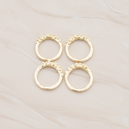Small Half Dotted Round Link Pendant, 2 Pc on warm marble background (PD.337-01)