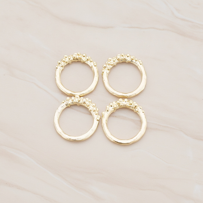 Small Half Dotted Round Link Pendant, 2 Pc on warm marble background (PD.337-01)