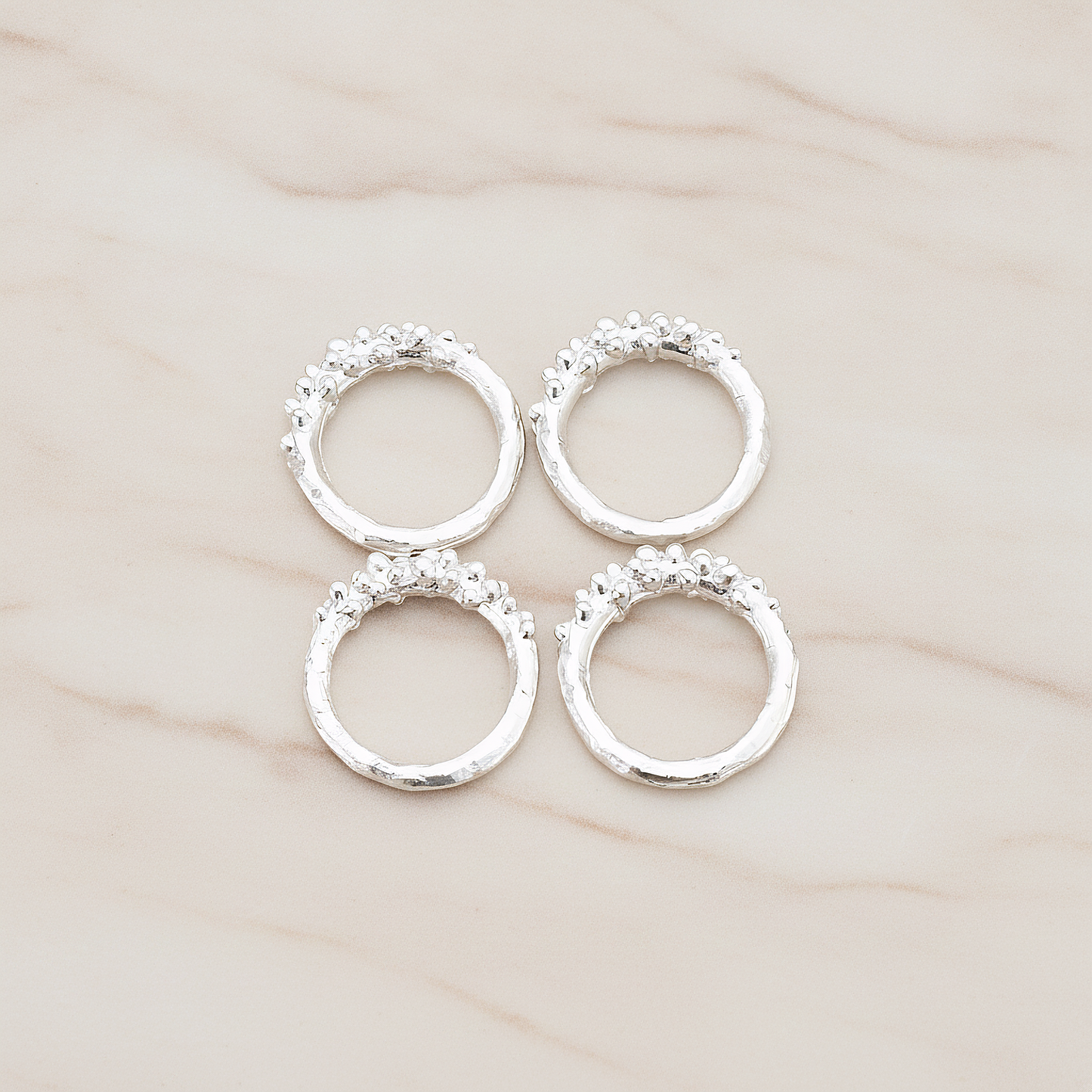 Small Half Dotted Round Link Pendant, 2 Pc on warm marble background (PD.337-01)