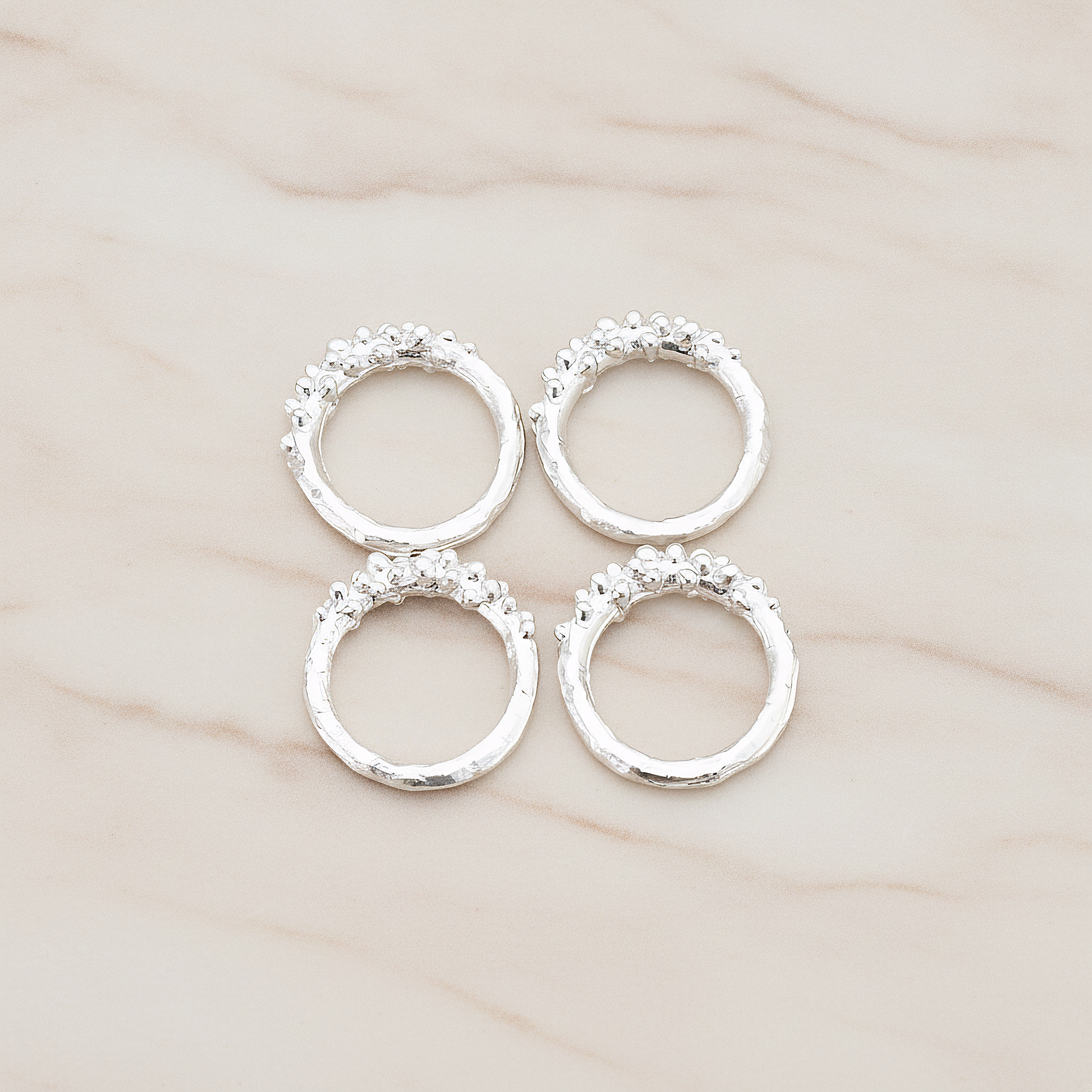 Small Half Dotted Round Link Pendant, 2 Pc on warm marble background (PD.337-01)