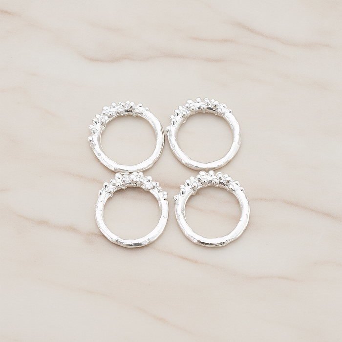 Small Half Dotted Round Link Pendant, 2 Pc on warm marble background (PD.337-01)