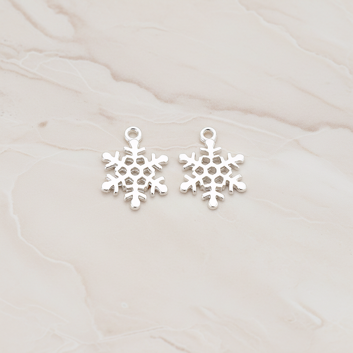 Small Snow Flake Pendant, 2 Pc on warm marble background (PD.379-01)