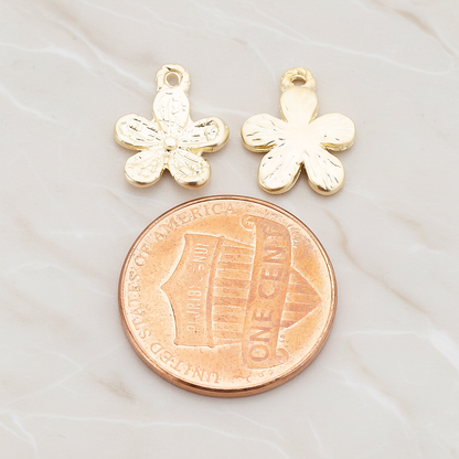 Five Petal Small Flower Pendant, 2Pc on warm marble background (PD.379-03)