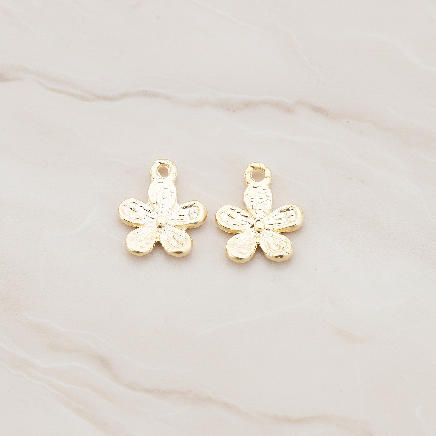 Five Petal Small Flower Pendant, 2Pc on warm marble background (PD.379-03)