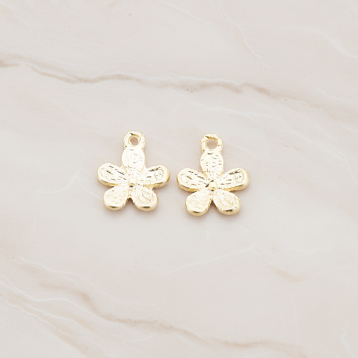 Five Petal Small Flower Pendant, 2Pc on warm marble background (PD.379-03)