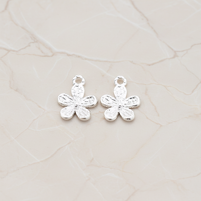 Five Petal Small Flower Pendant, 2Pc on warm marble background (PD.379-03)