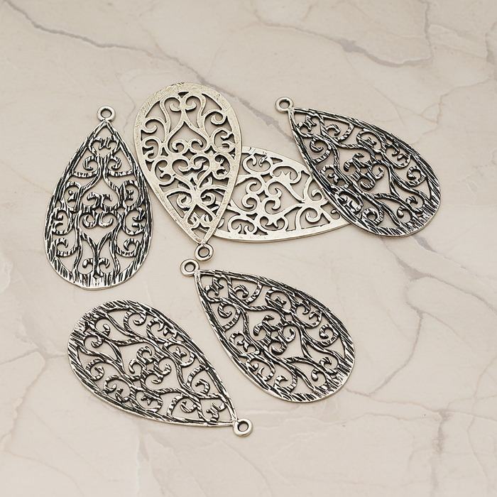 Oriental Teardrop Pendant, 2 Pc on warm marble background (PD.392)