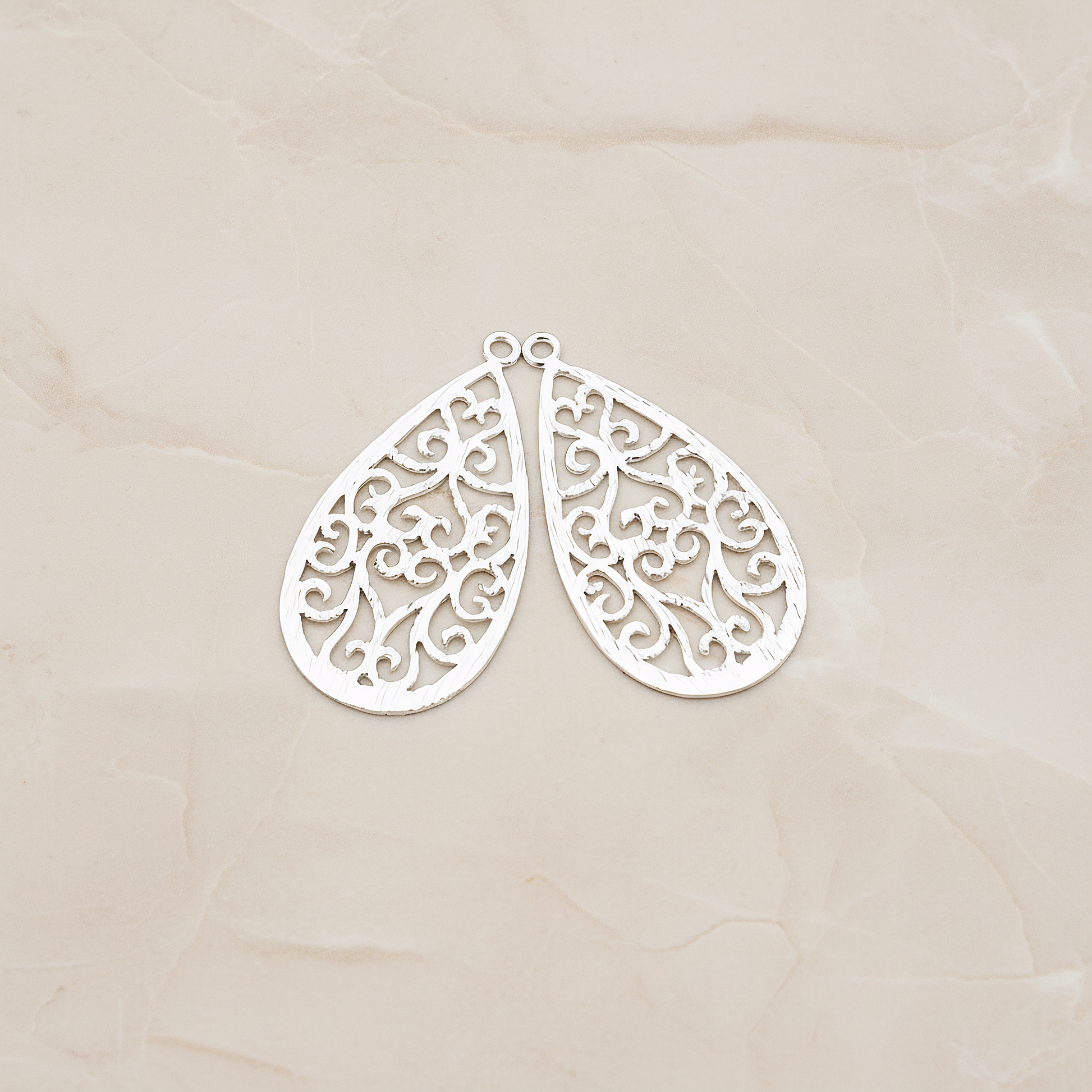 Oriental Teardrop Pendant, 2 Pc on warm marble background (PD.392)