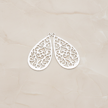 Oriental Teardrop Pendant, 2 Pc on warm marble background (PD.392)
