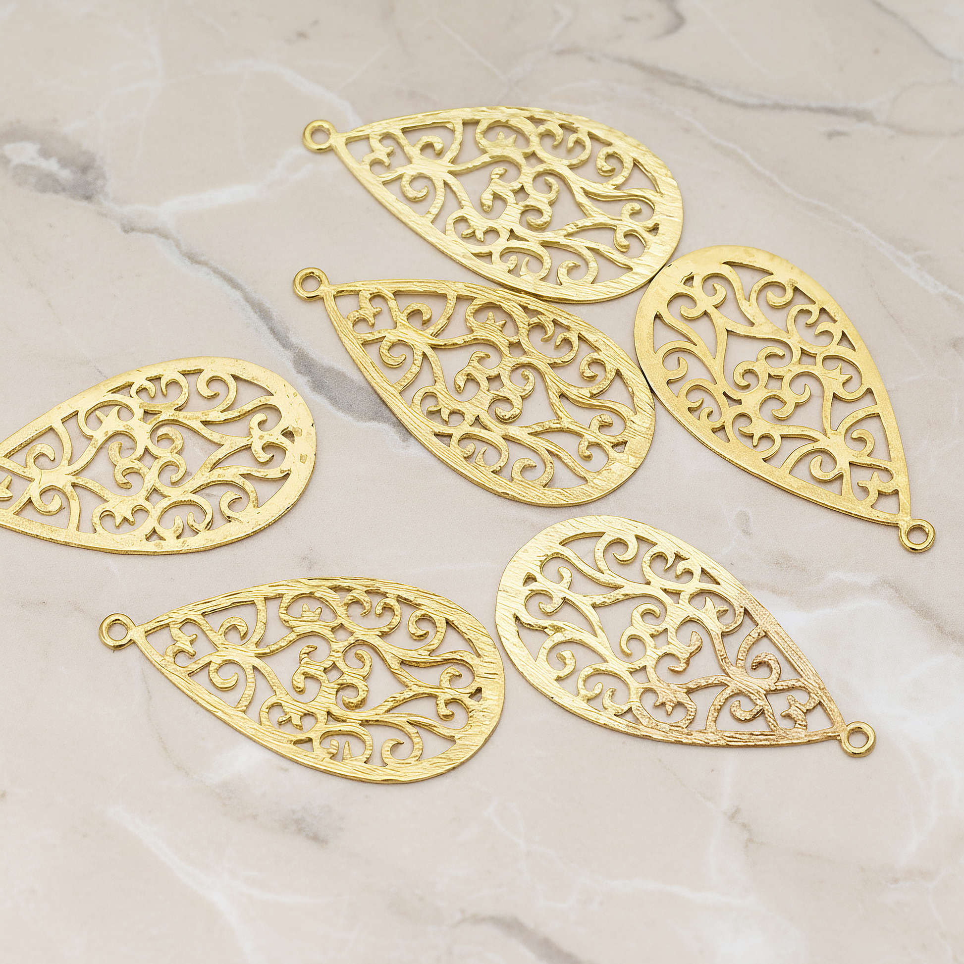 Oriental Teardrop Pendant, 2 Pc on warm marble background (PD.392)
