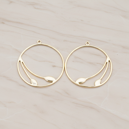 Lily Round Pendant, 2 Pc on warm marble background (PD.398)