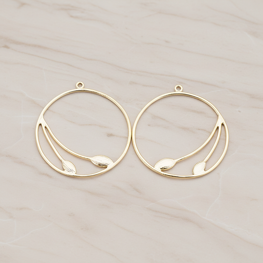 Lily Round Pendant, 2 Pc on warm marble background (PD.398)