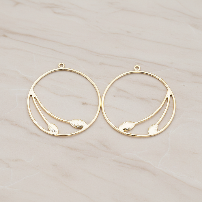 Lily Round Pendant, 2 Pc on warm marble background (PD.398)