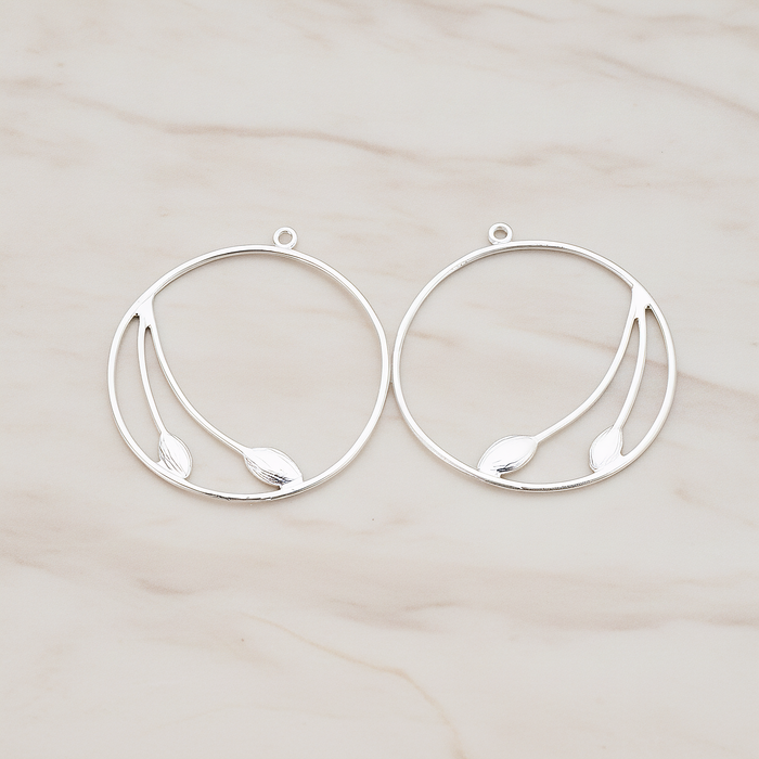 Lily Round Pendant, 2 Pc on warm marble background (PD.398)