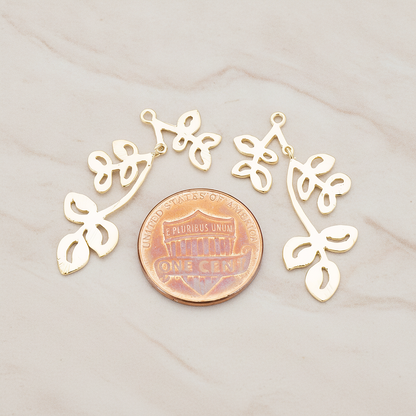 Flower Twig Pendant, 2 Pc on warm marble background (PD.400)