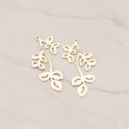 Flower Twig Pendant, 2 Pc on warm marble background (PD.400)