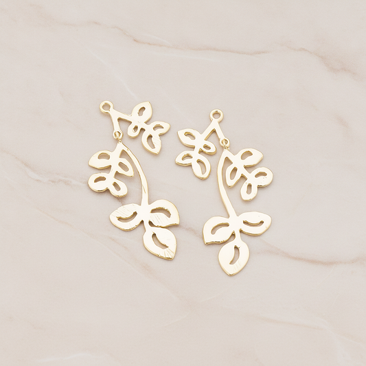 Flower Twig Pendant, 2 Pc on warm marble background (PD.400)