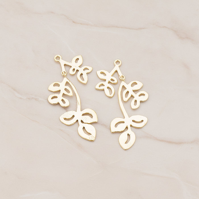 Flower Twig Pendant, 2 Pc on warm marble background (PD.400)