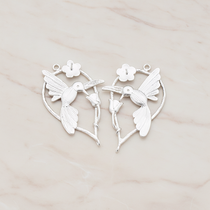 Humming Bird Connector Pendant, 2 Pc on warm marble background (PD.402)
