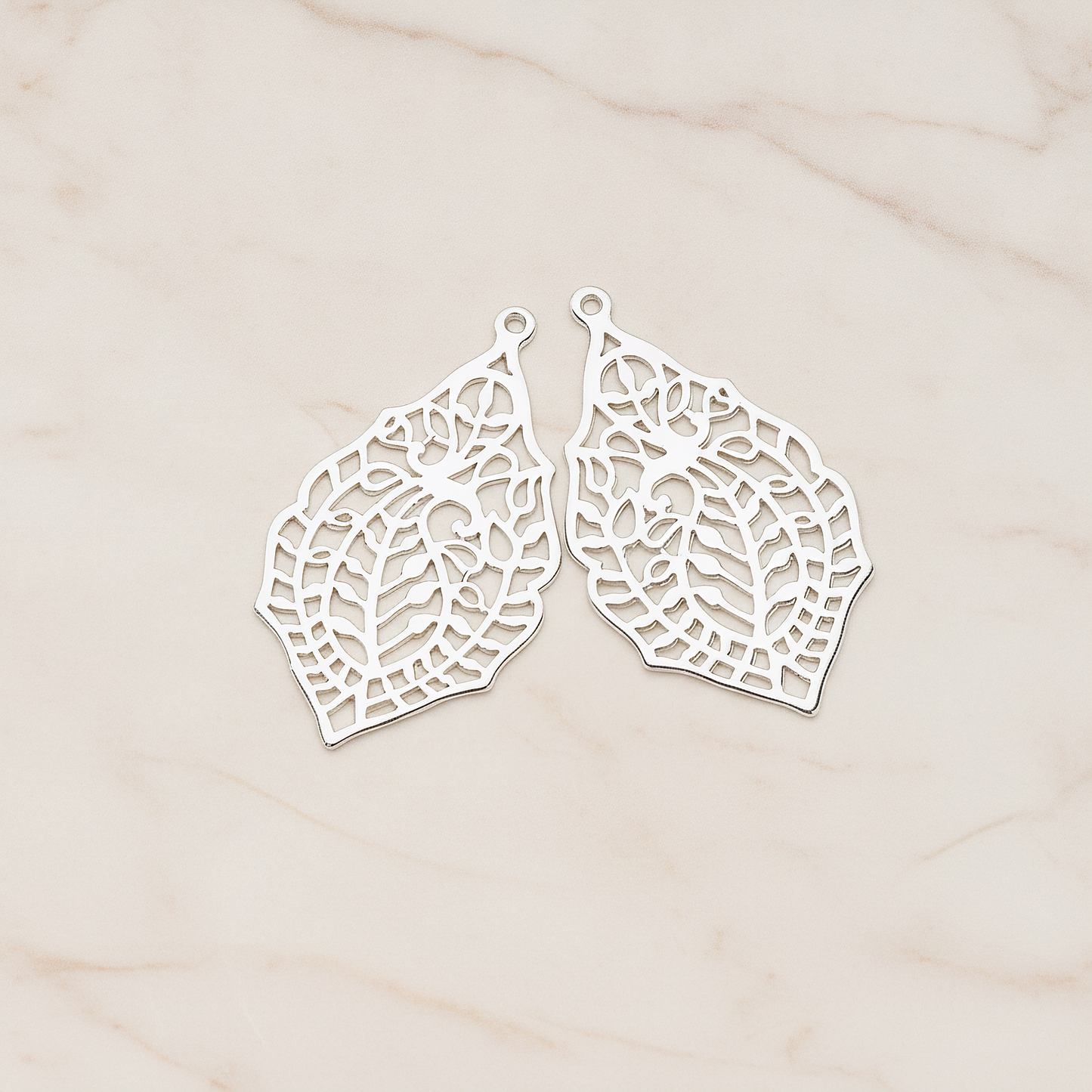 Paisley Leaf Pendant, 2 Pc on warm marble background (PD.411)