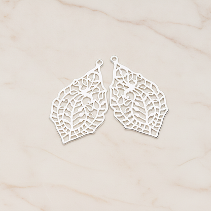 Paisley Leaf Pendant, 2 Pc on warm marble background (PD.411)