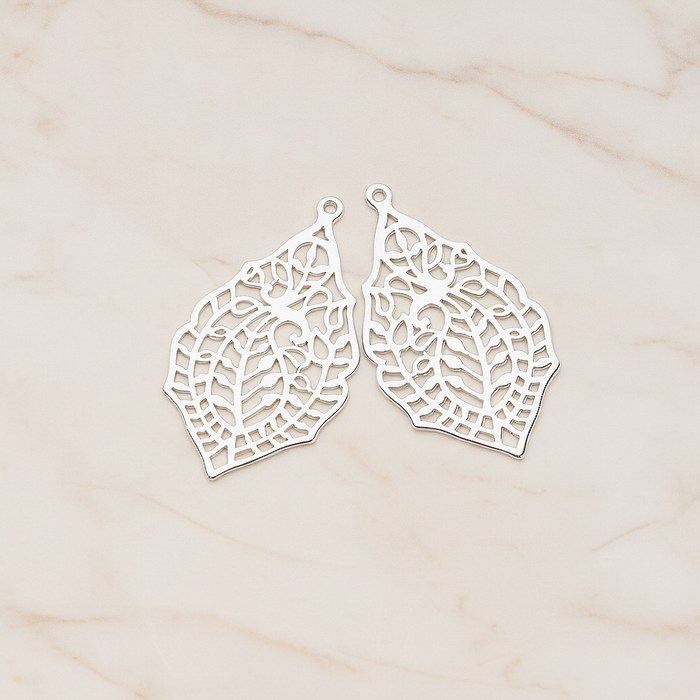 Paisley Leaf Pendant, 2 Pc on warm marble background (PD.411)