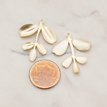 Branch with Five Leaf Pendant, 2 Pc on warm marble background (PD.425)