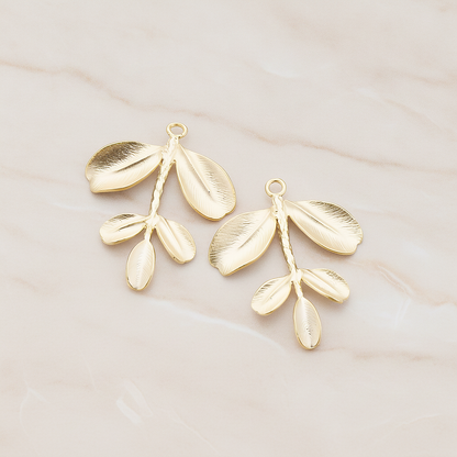 Branch with Five Leaf Pendant, 2 Pc on warm marble background (PD.425)