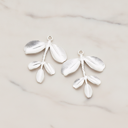Branch with Five Leaf Pendant, 2 Pc on warm marble background (PD.425)
