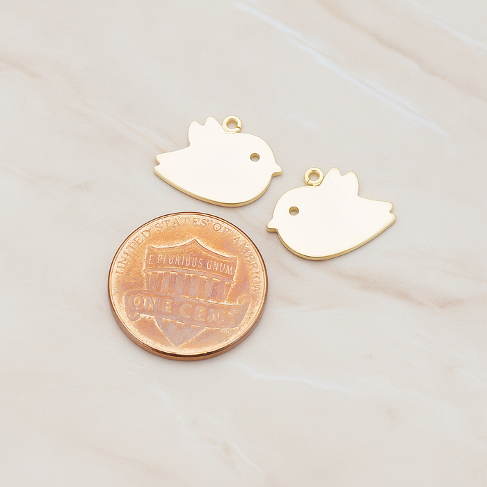 Flat Bird Pendant, 2 Pc on warm marble background (PD.427-01)