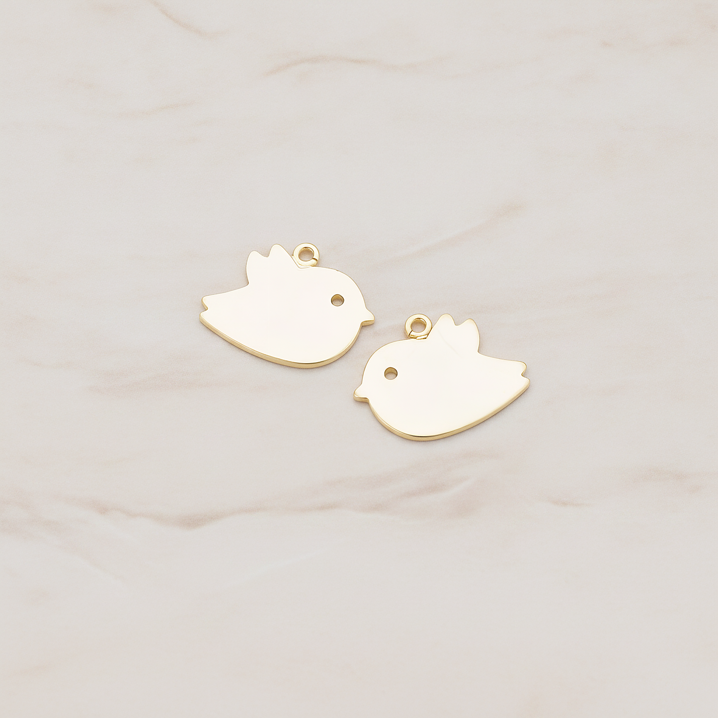 Flat Bird Pendant, 2 Pc on warm marble background (PD.427-01)