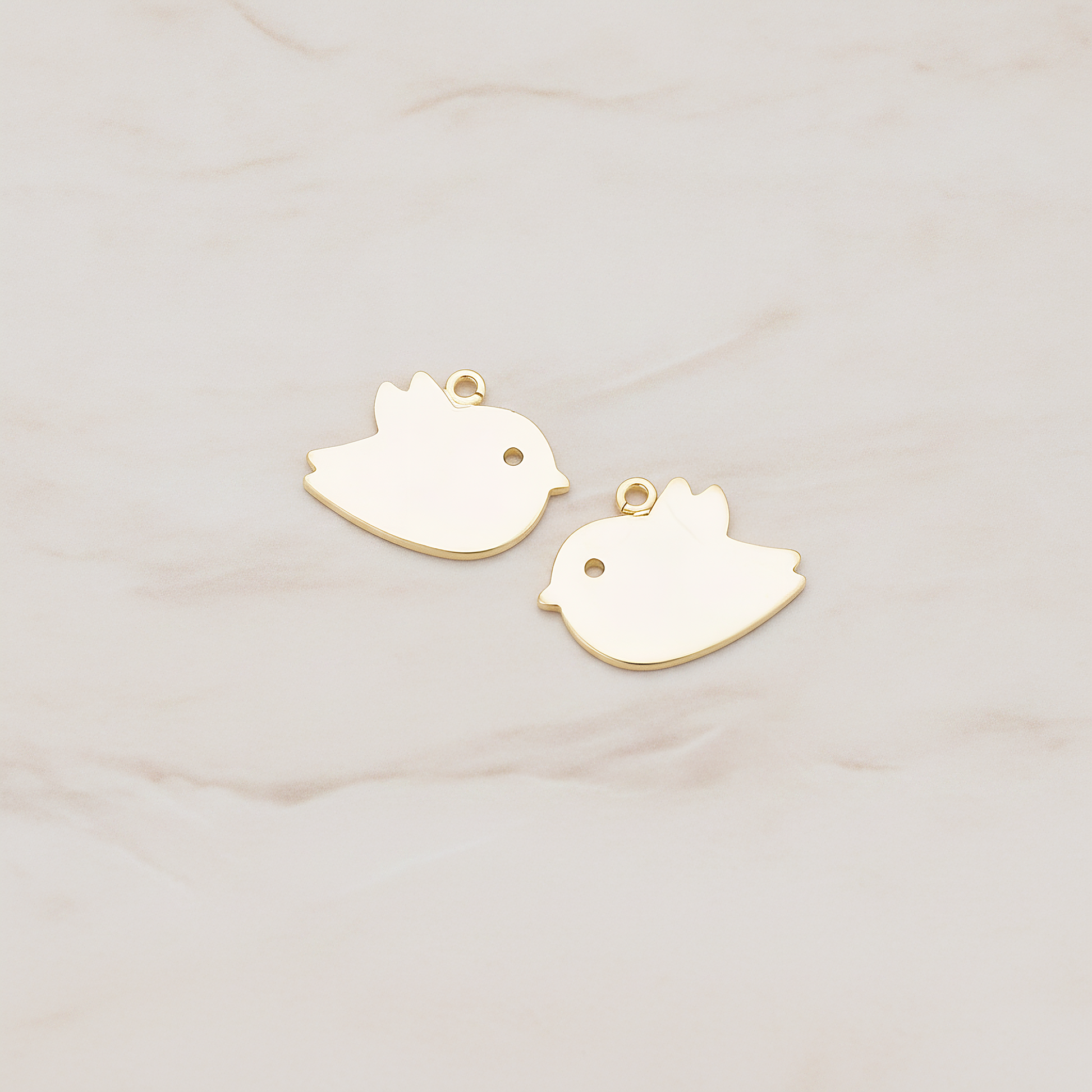 Flat Bird Pendant, 2 Pc on warm marble background (PD.427-01)