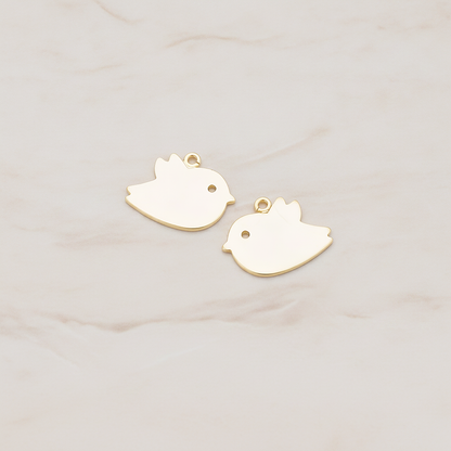 Flat Bird Pendant, 2 Pc on warm marble background (PD.427-01)