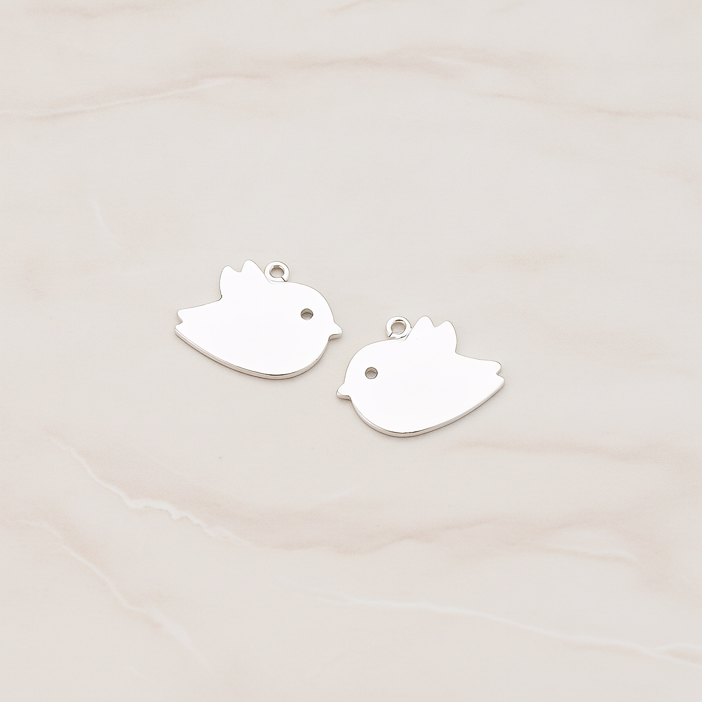 Flat Bird Pendant, 2 Pc on warm marble background (PD.427-01)